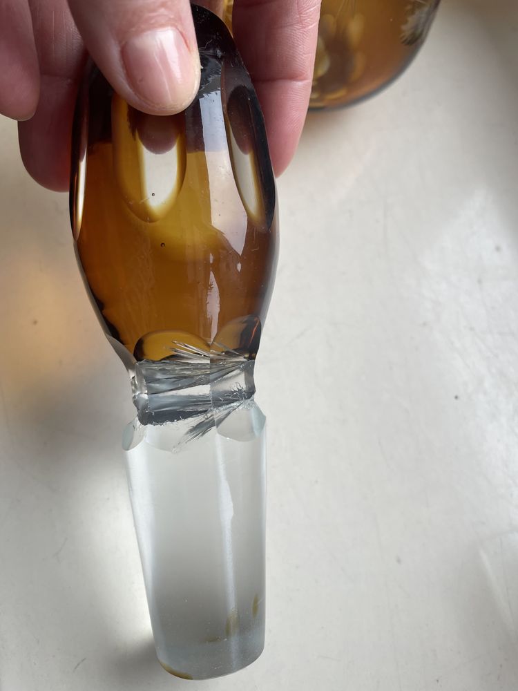 Kolekcjonerska wysoka kryształowa karafka szklanki PRL Vintage