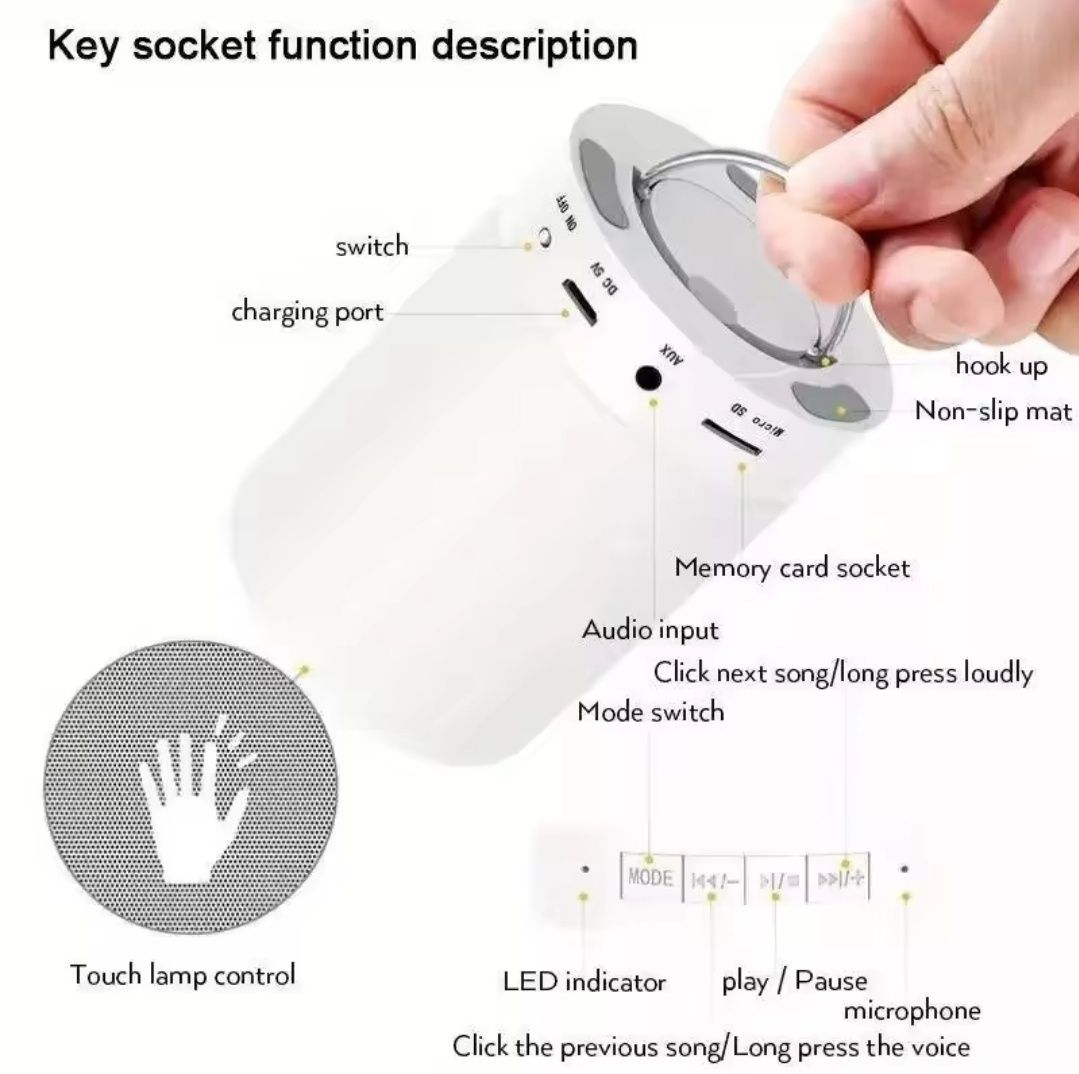 Lampka nocna głośnik Bluetooth dotyk dla dzieci
