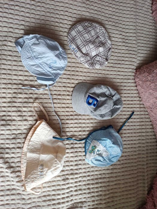 Zestaw 5 czapek letnich r. 68 muślinowa, kapelusz, z daszkiem H&M inne
