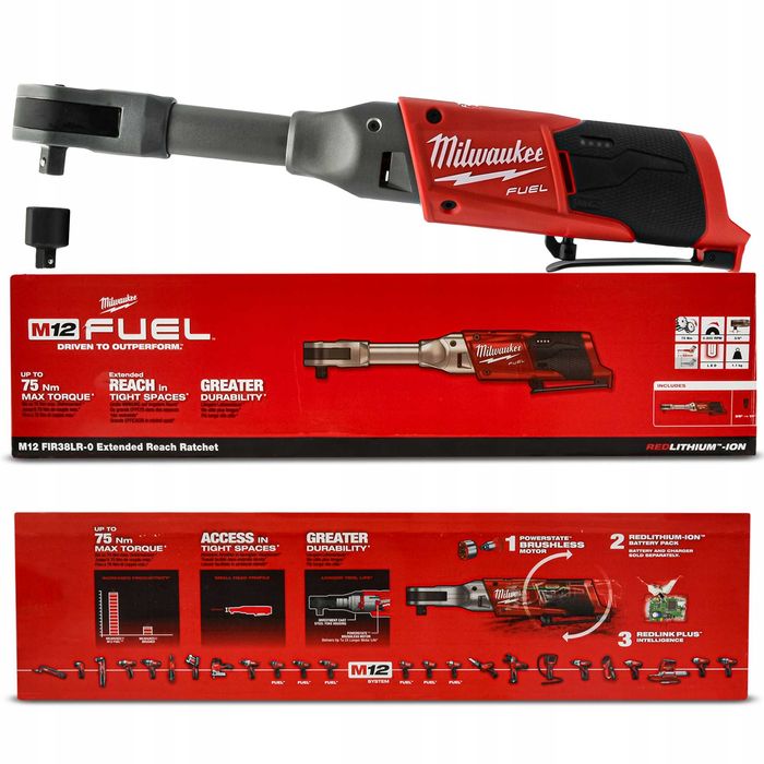 MILWAUKEE M12 FIR38LR-0 Grzechotka Przedłużona Kompaktowa