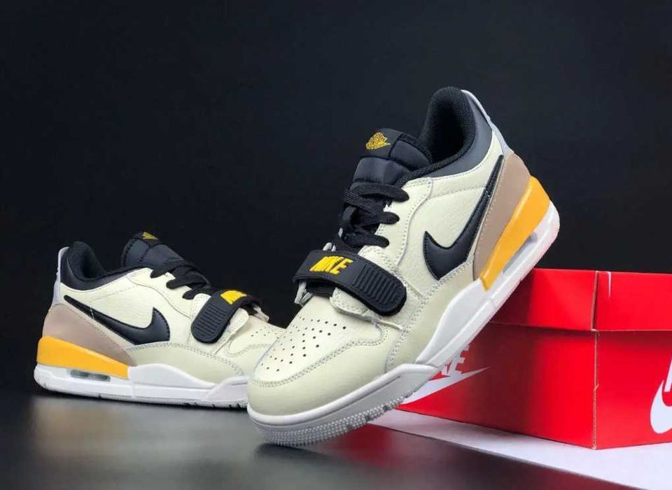 Кроссовки мужские Nike Air Jordan кожаные бежевые Найки Аир Джордан