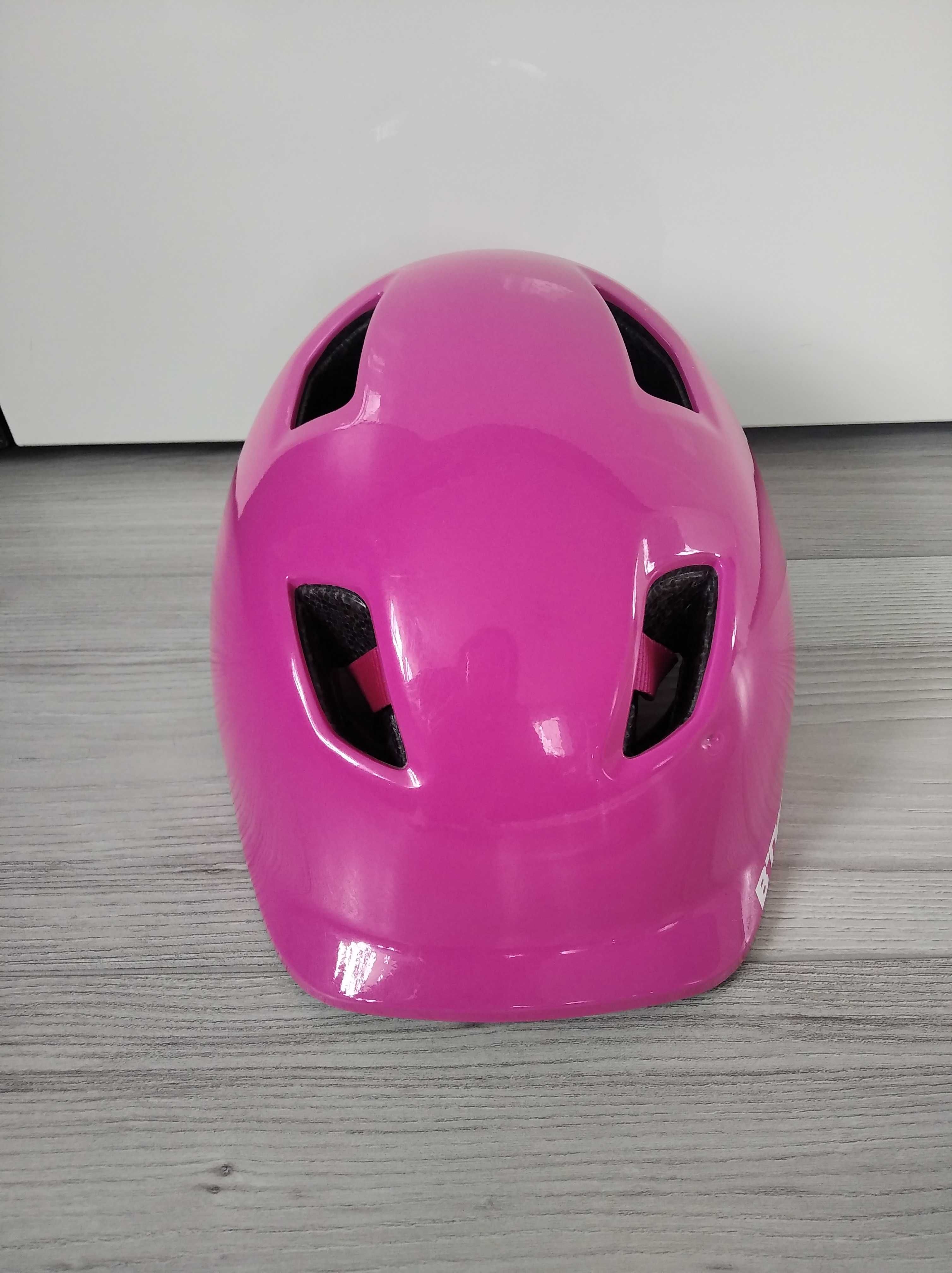 Kask rowerowy S B'twin różowy Decathlon dziewczęcy 53- 56