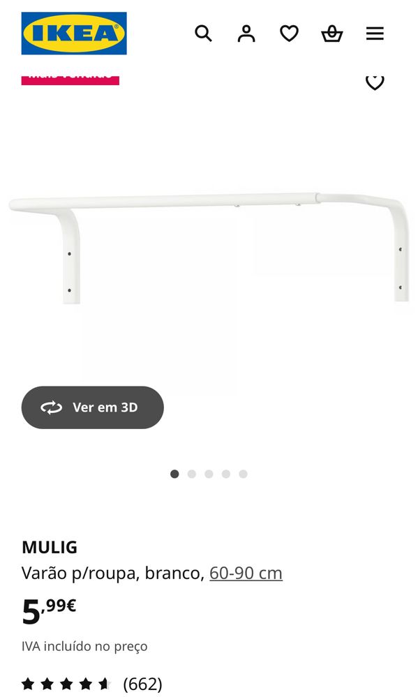 Varão MULIG Ikea