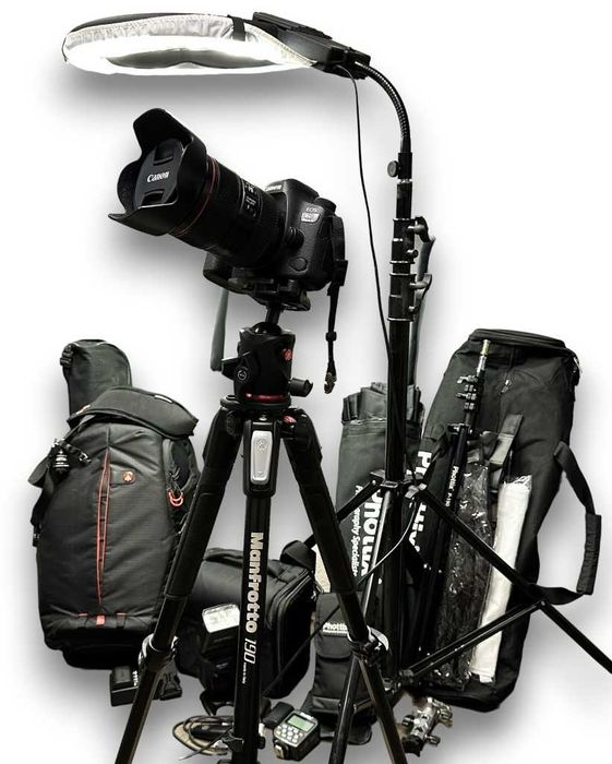 Aparat Canon 6D Mark II obiektyw Canon 24-105 1:4 Manfrotto Phottix