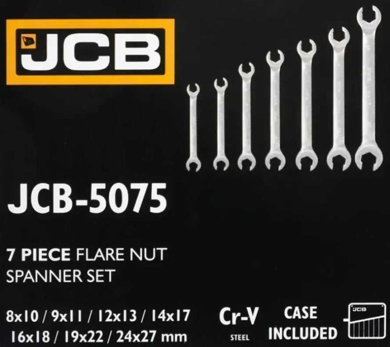 Набір розрізних ключів 8-27мм в чохлі 7од. JCB Tools JCB-5075 Розрізні