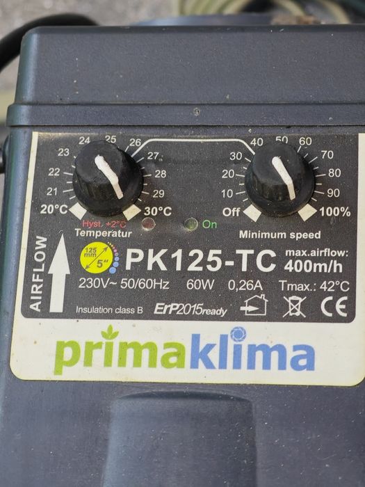 Вентилятор переменного тока Prima Klima Temp-Control 400м³/ч 125мм