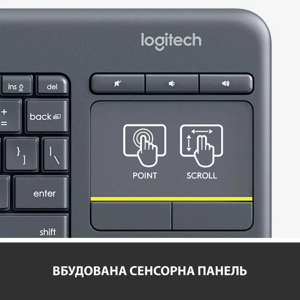 Клавіатура Logitech Touch K400 Plus Wireless US Black