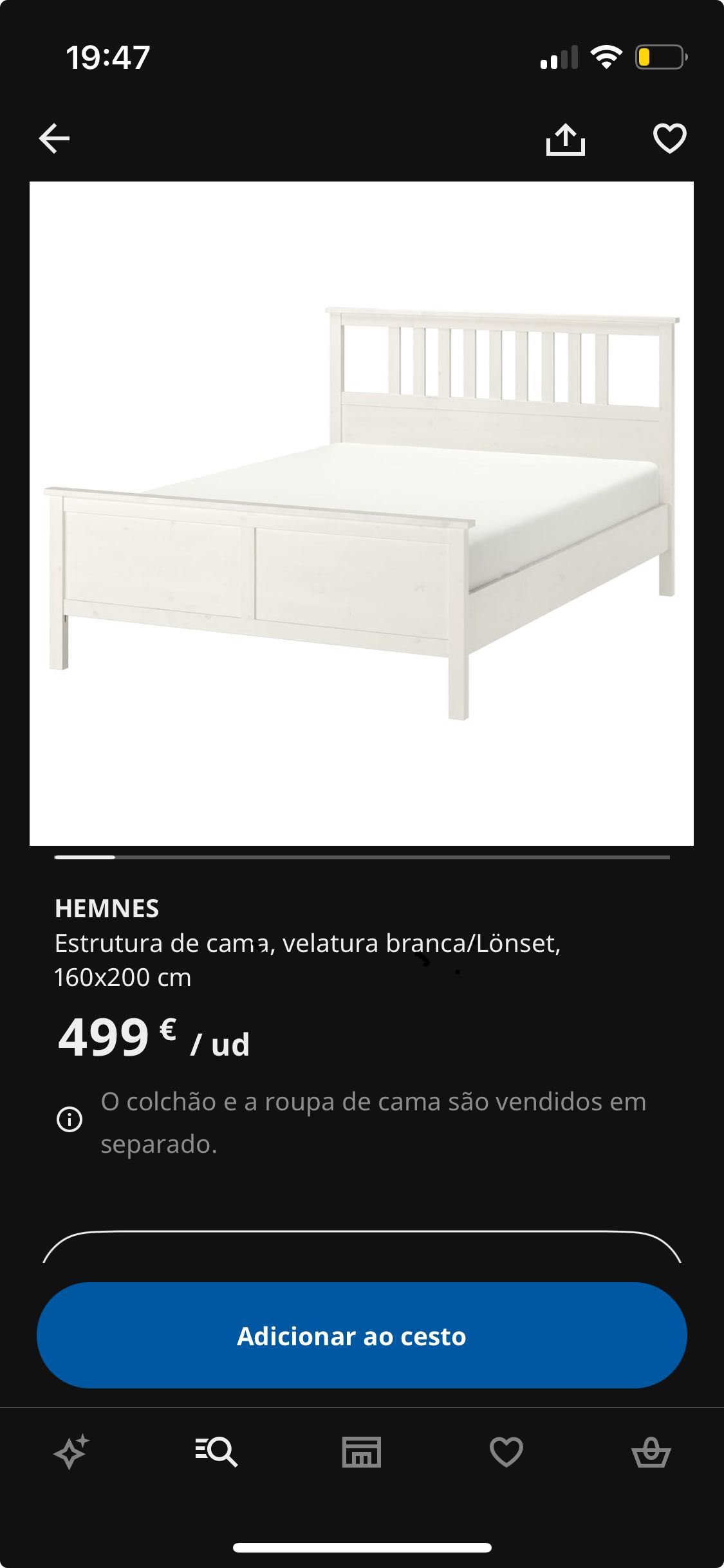 Estrutura de cama, velatura branca/Lönset
