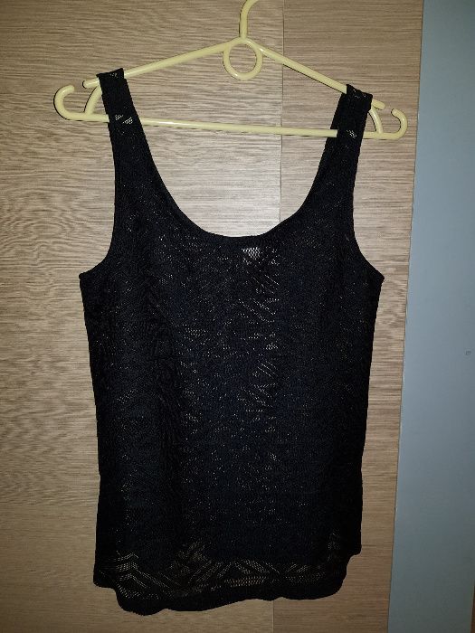 Koszulka top siatka koronka divided h&m czarna S 36