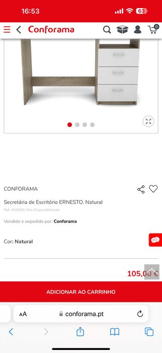 Secretária de escritório branca e Carvalho