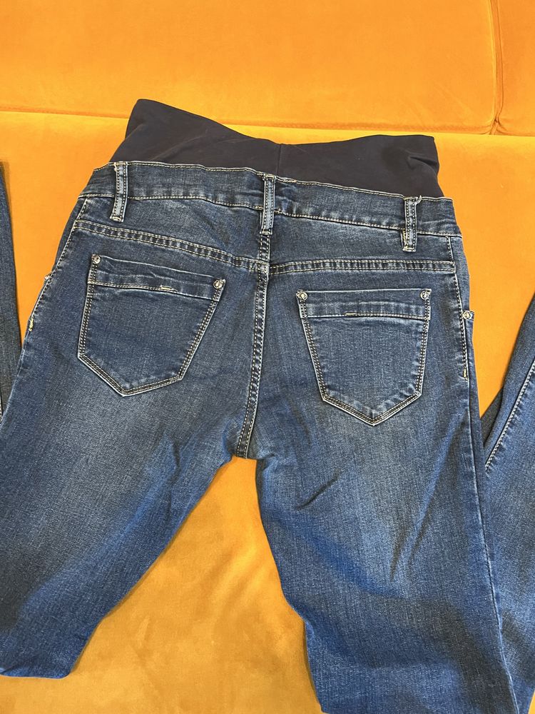 Granatowe jeansy ciążowe rozmiar 38