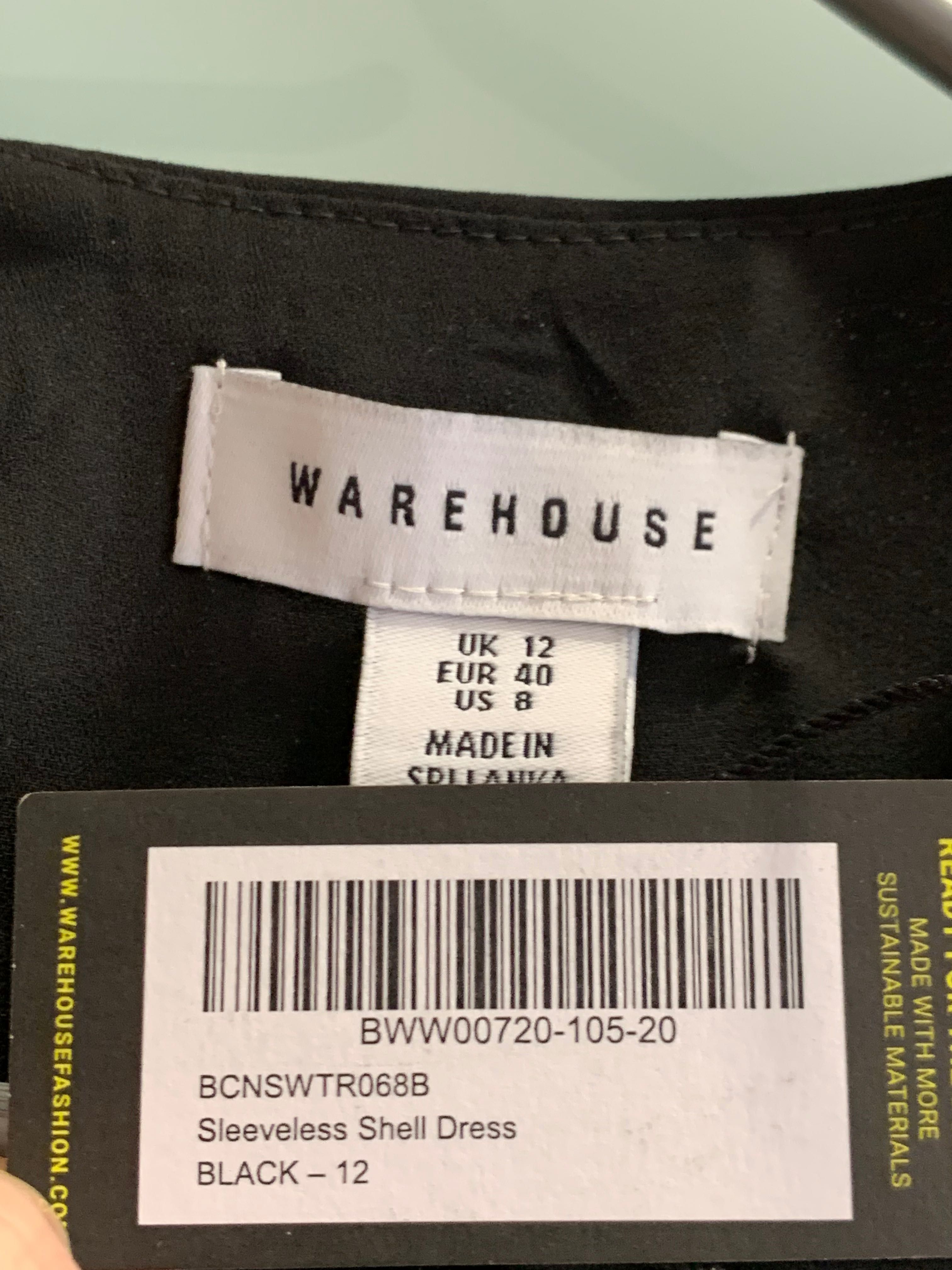 Nowa Czarna prosta sukienka Warehouse rozmiar 40 L