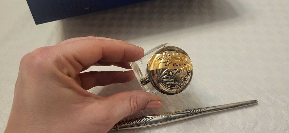 Tinteiro e Caneta em Prata - Muito antigos