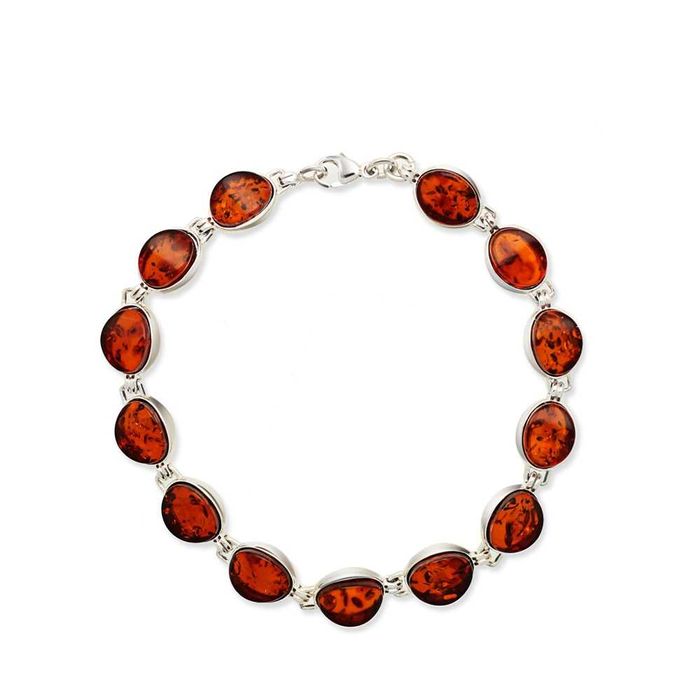 Srebrna bransoletka z bursztynami 19cm pr.925