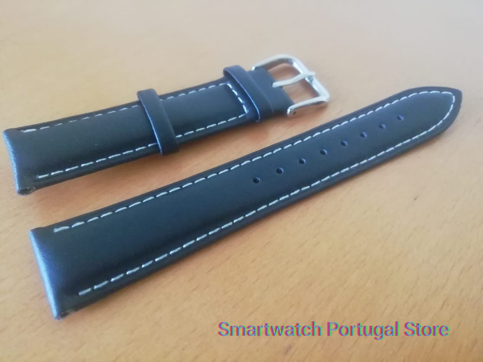 20mm Bracelete em pele : Preta