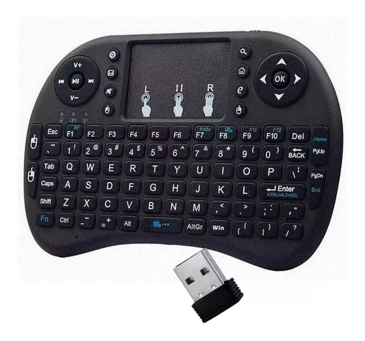 Mini Teclado c/rato Sem Fio Universal Até 10m Touch Cor Preto