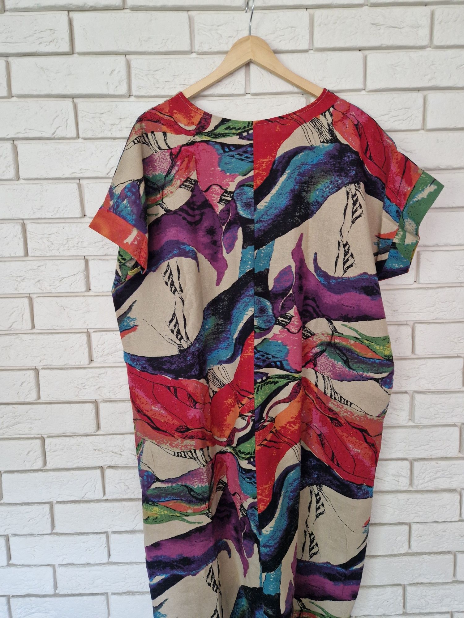 Lniana sukienka oversize boho chick maxi XXL nowa  xl plus size casual