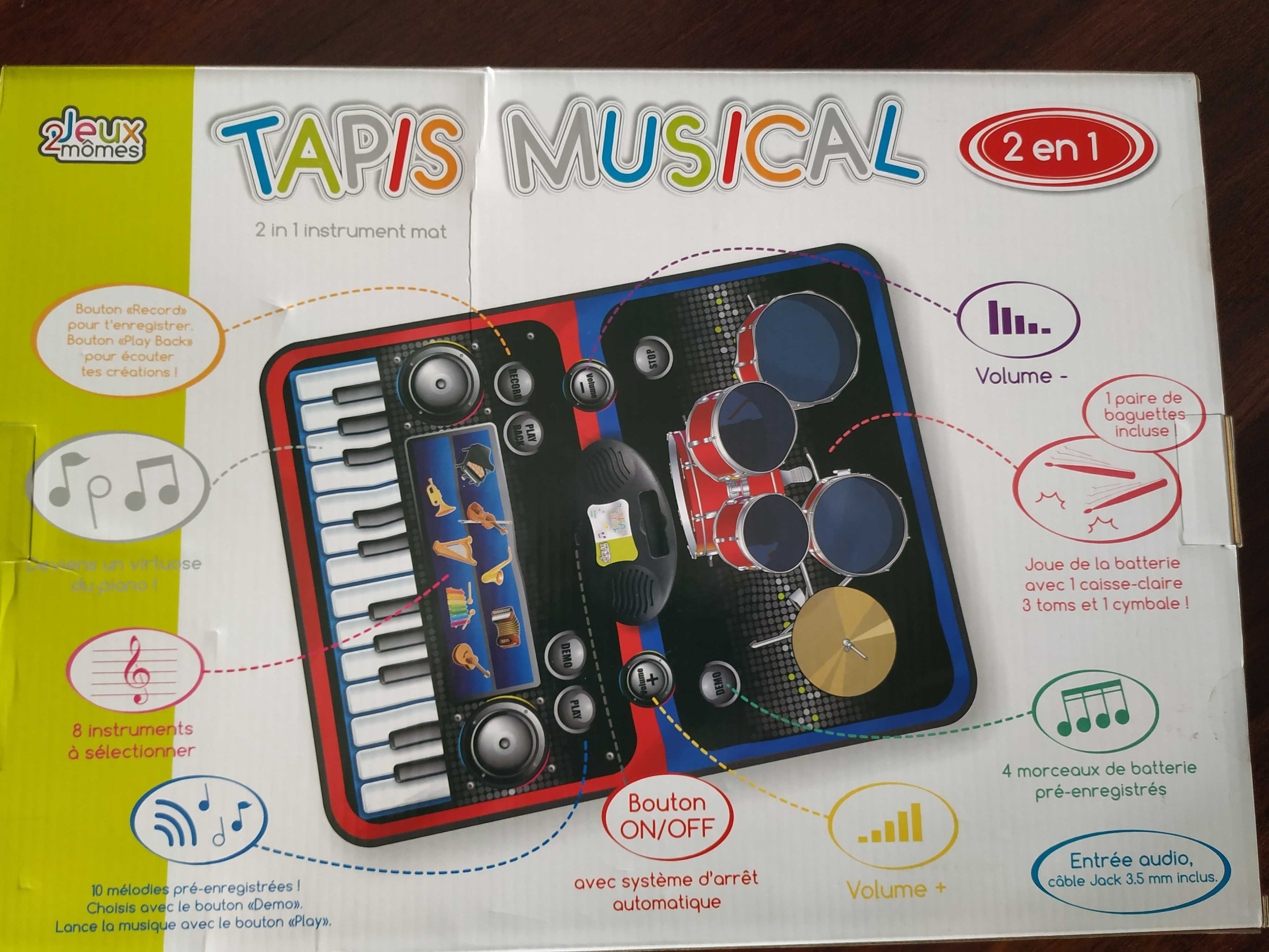 Tapete musical (2 em 1, bateria e piano)