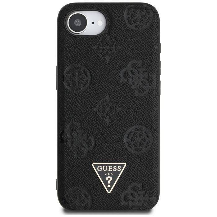 Etui GUESS Hot Stamp Peony Triangle Logo MagSafe do Iphone 16e czarny