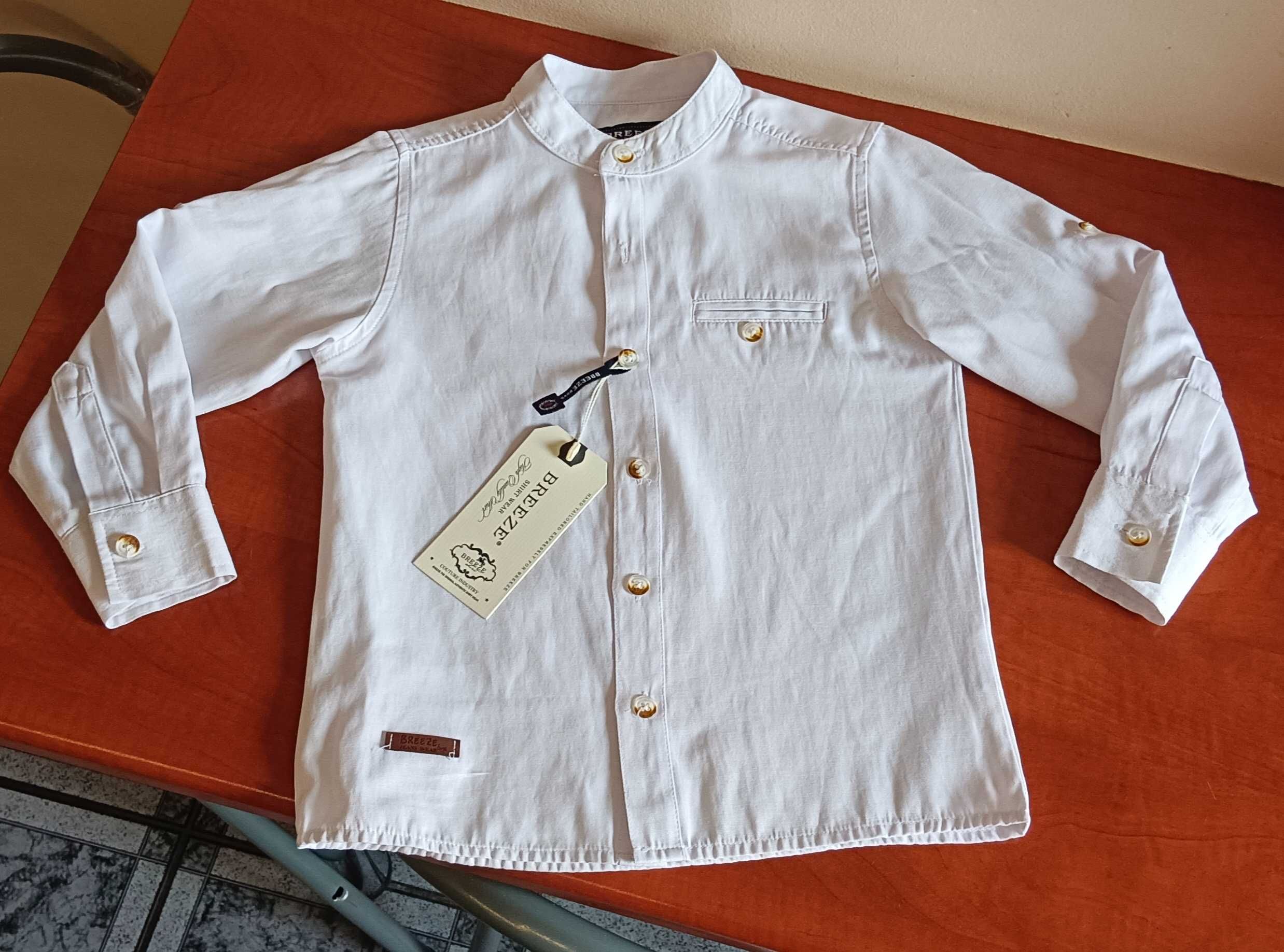 Koszula ze stójką , elegancka, galowa dla chłopca na 116 cm