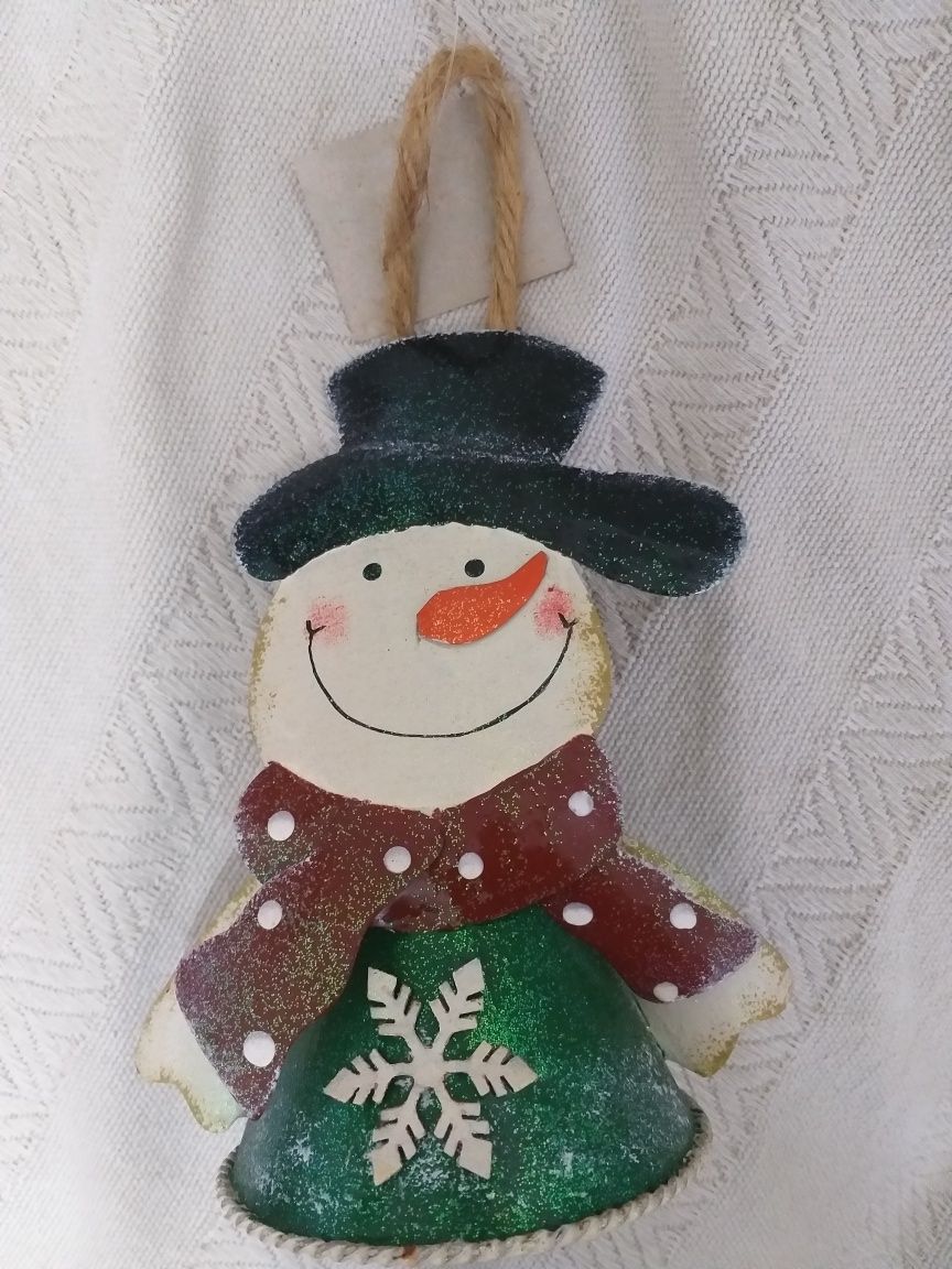 Boneco de neve de Natal com guizo (com etiqueta)