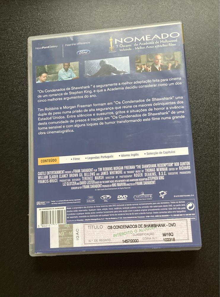 DVD “Os condenados de Shawshank”