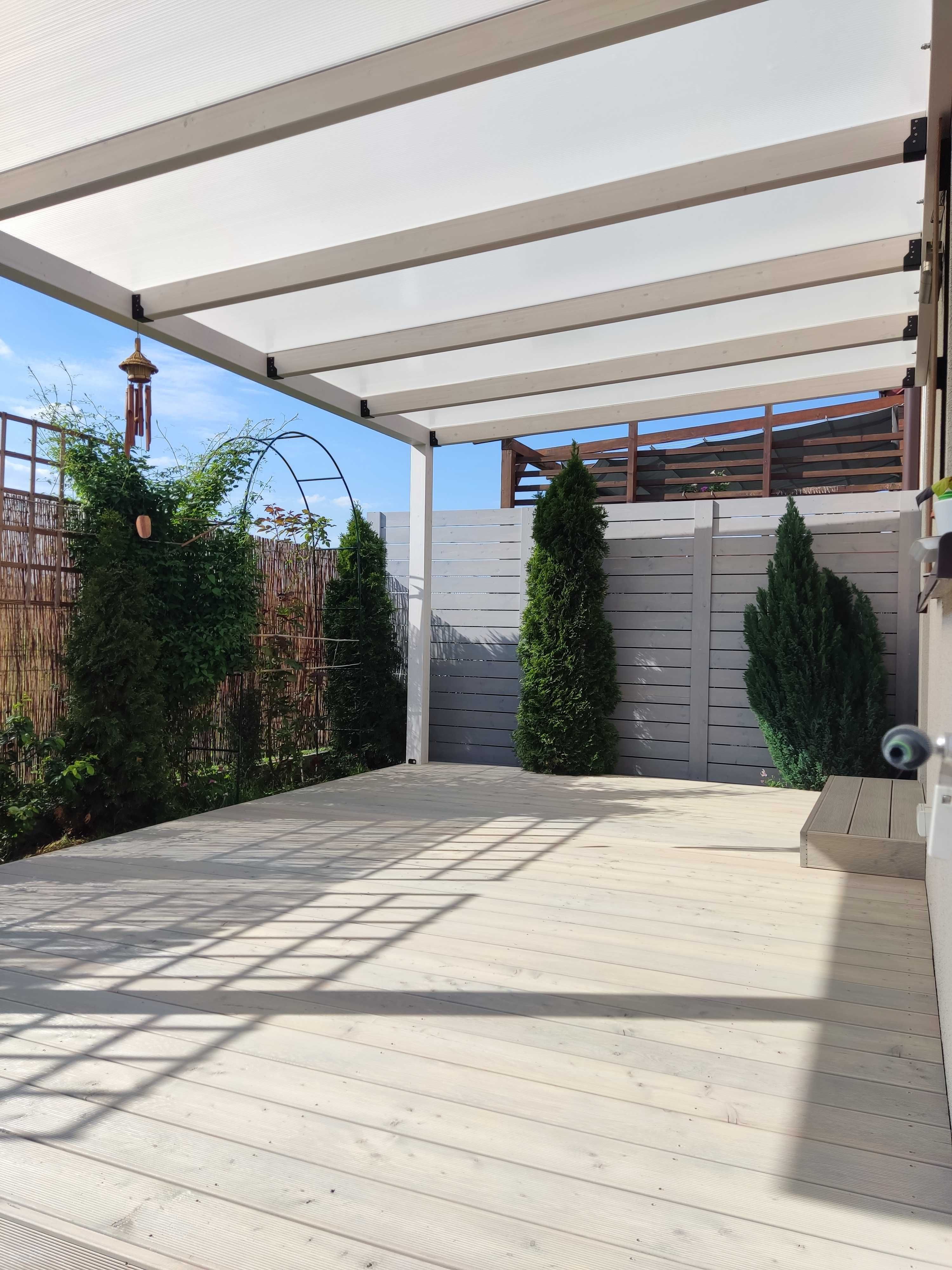 pergola drewniana BSH architektura ogrodów taras zadaszenie poliwęglan