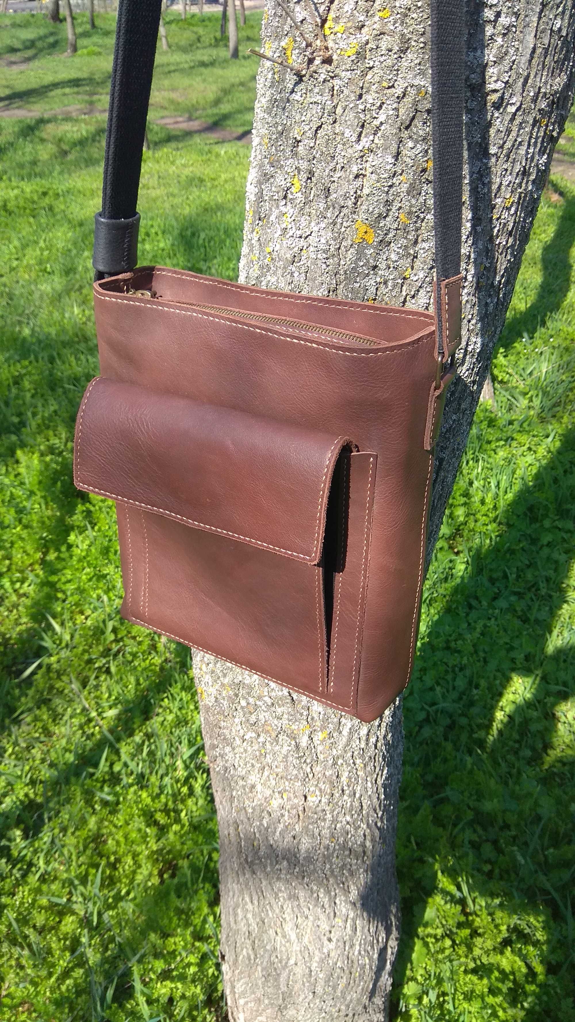 Кожаная мужская сумка планшет мессенджер . Ручная работа. Handmade.