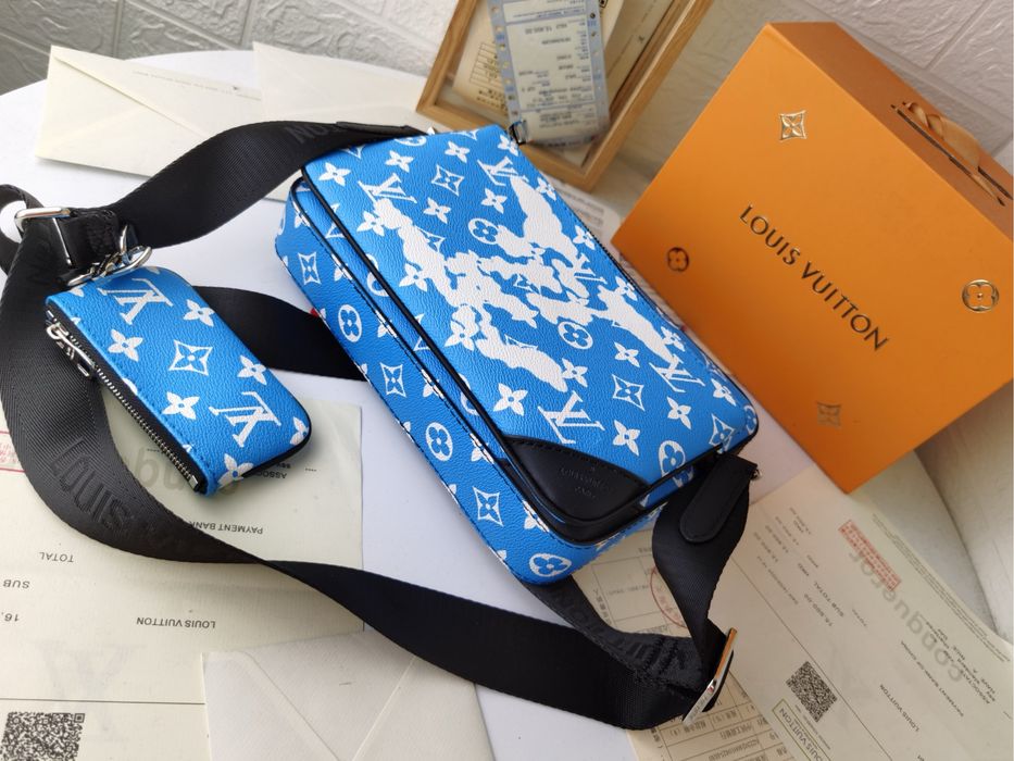 Сумка Louis Vuitton голубая синяя 3в1 3v1 мессенджер мужская