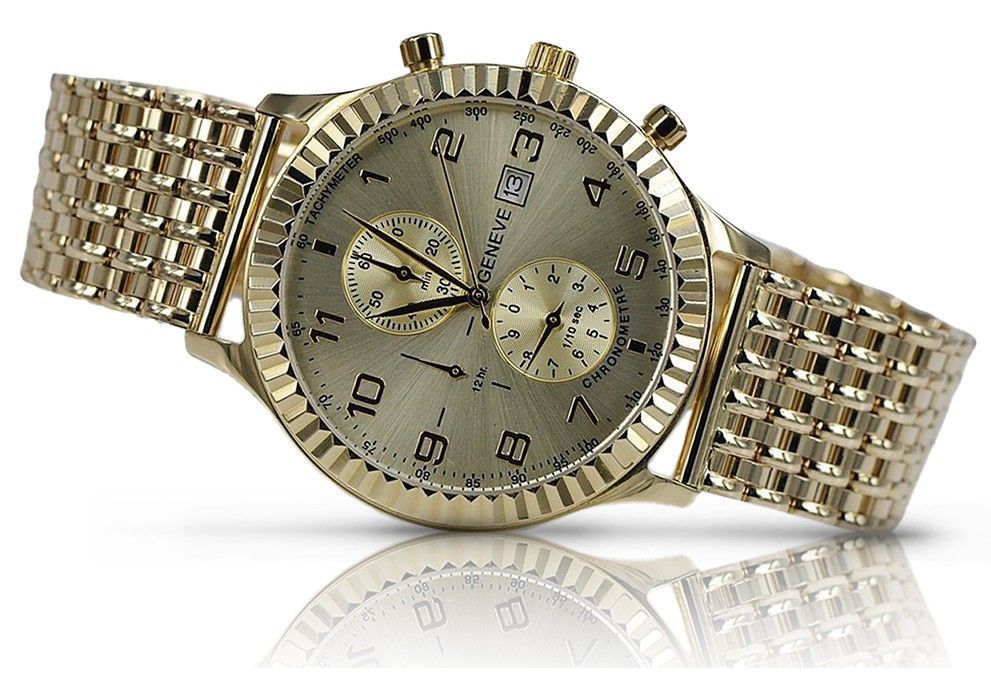 Złoty zegarek z bransoletą damski unisex 14k Geneve mw007y&mbw013y-f K