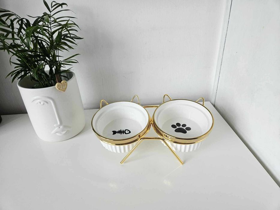 Miski miska dla psa na karmę i wodę dla kota złote  glamour eleganckie