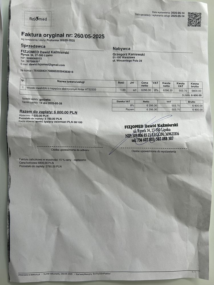 Wózek inwalidzki elektryczny AT52333 ANTAR Gwarancja /Faktura zakupu