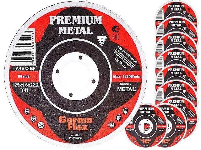 10x Tarcza tarcze do cięcia metalu stali 125x1.6 PREMIUM 125 x 1,6