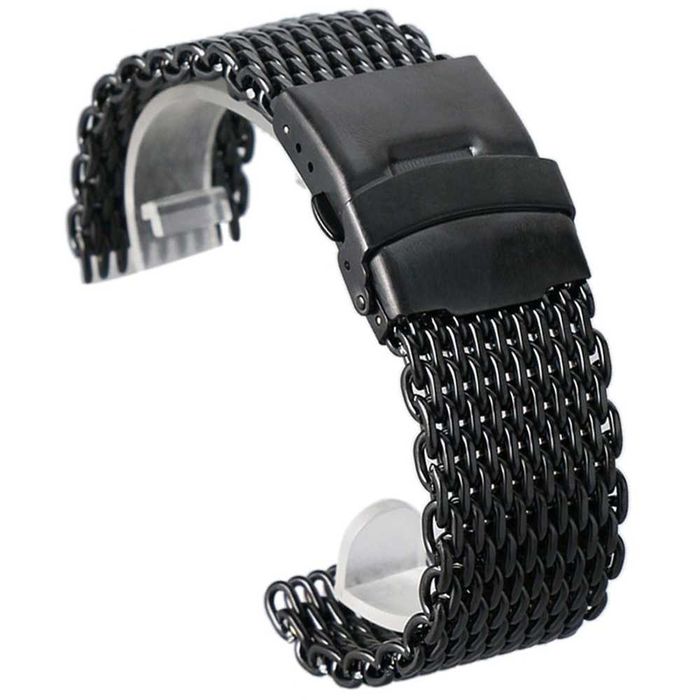 Bransoleta do zegarka Shark gruba 20, 22mm czarna
