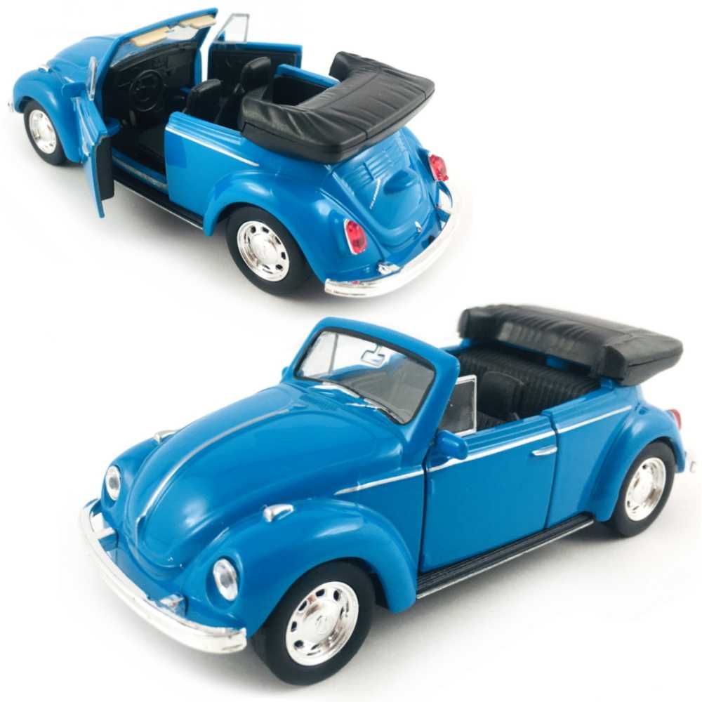 VW Beetle cabrio Garbus model WELLY 1:34 niebieski