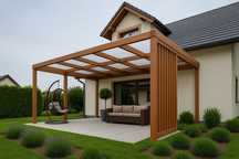 NOWOCZESNE ZADASZENIE TARASU - Tychy - Pergola z drewna BSH Poliwęglan