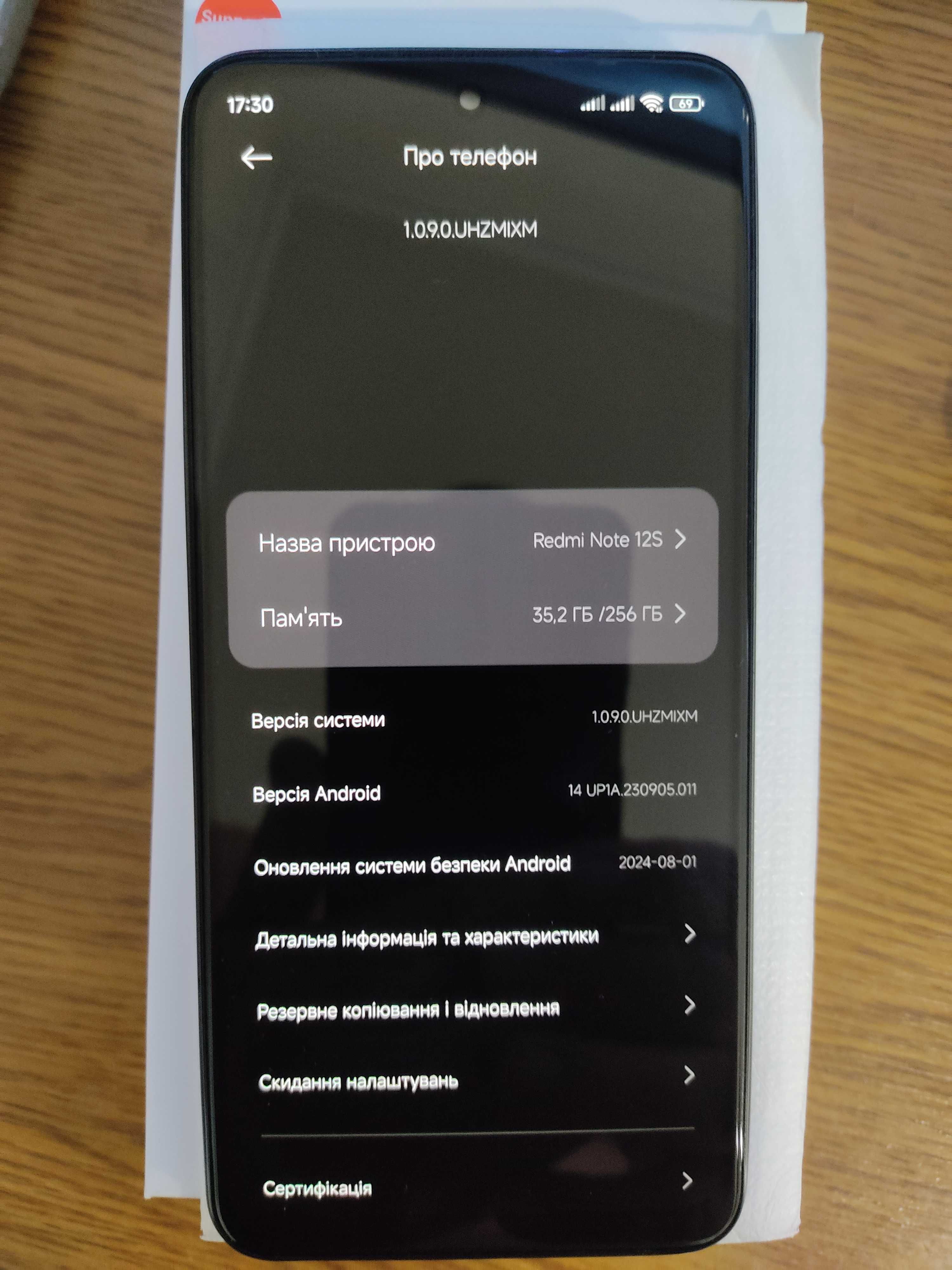 Xiaomi Redmi Note 12 S . Ram 8+4 Rom 256
