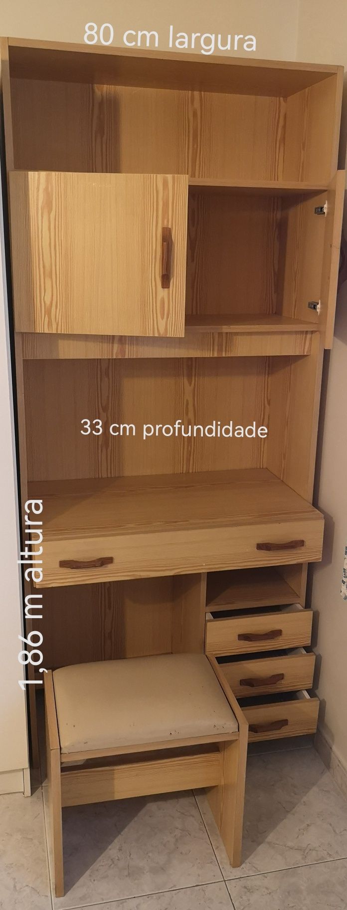 Escravaninha de estudo electrificada com banco