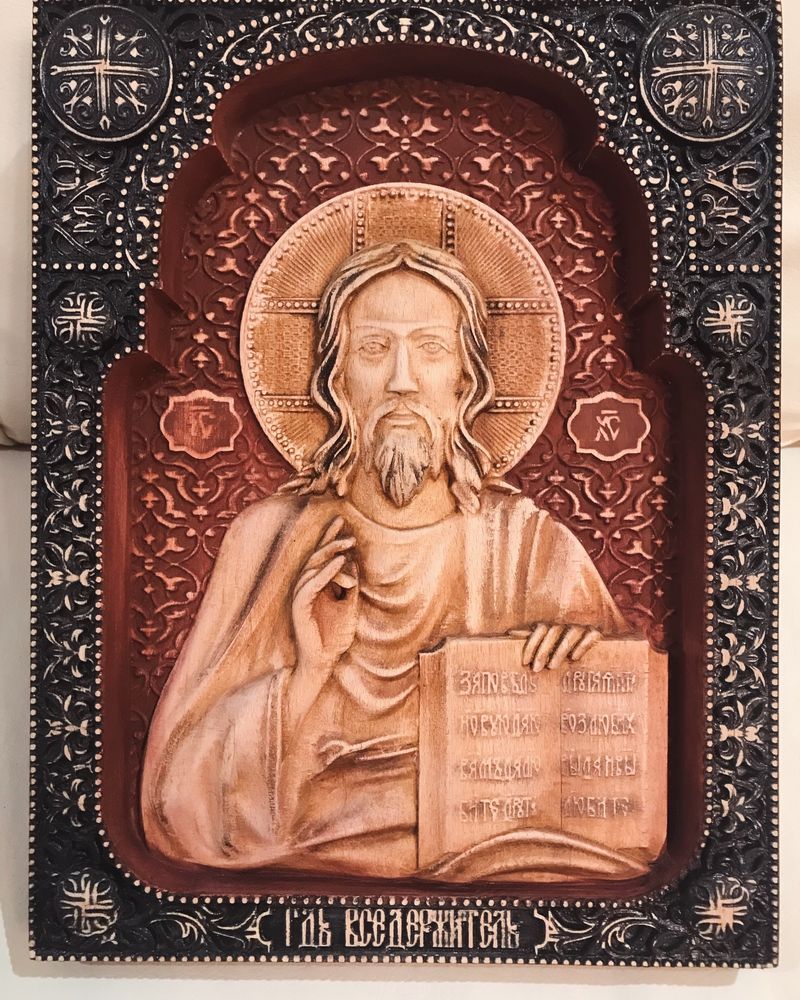 Ікона Спаситель Ісус Христос,Ікона з дерева,Різблена з дерева 36х28см