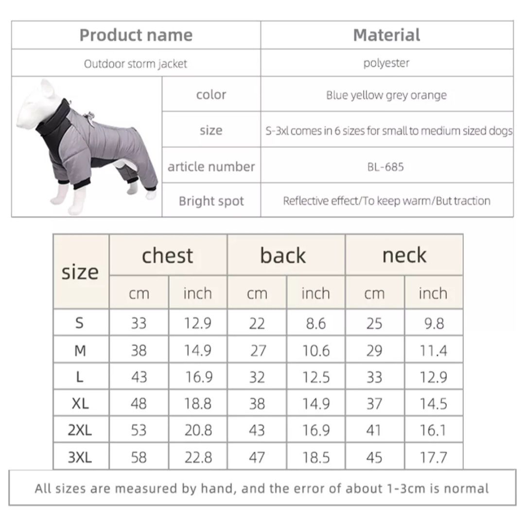 Комбинезон для собаки зимний водонепроницаемый размером M