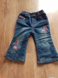 Dżinsowe spodnie jeansy ocieplane polarem 74 80