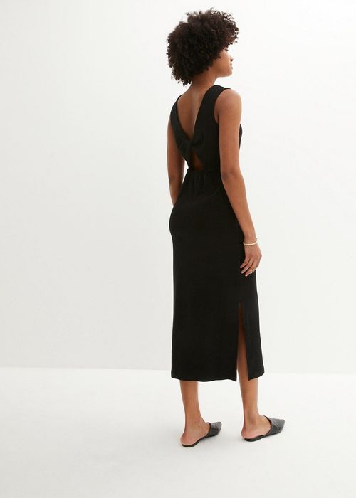 B.P.C sukienka midi czarna z wycięciami na plecach ^52/54