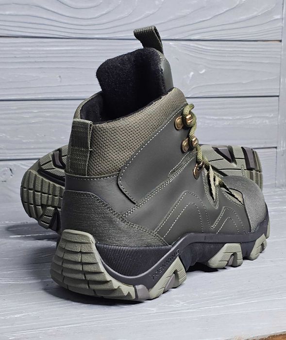 39-47рр!!! Зимние мужские хаки черные зеленые кожаные ботинки! Клапан!