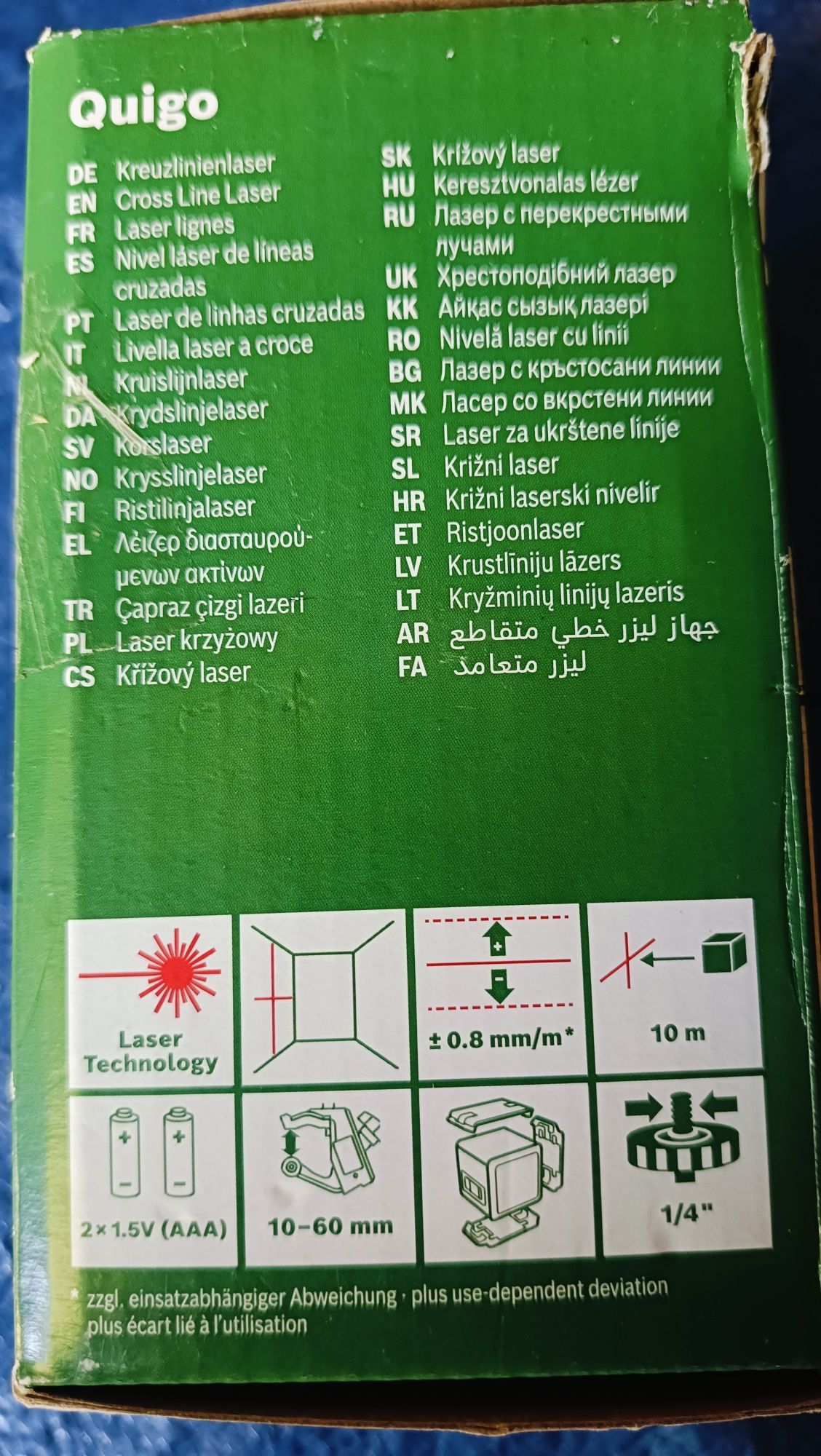 Laser krzyżowy Quingo III + uchwyt MM2 BOSCH 10 m