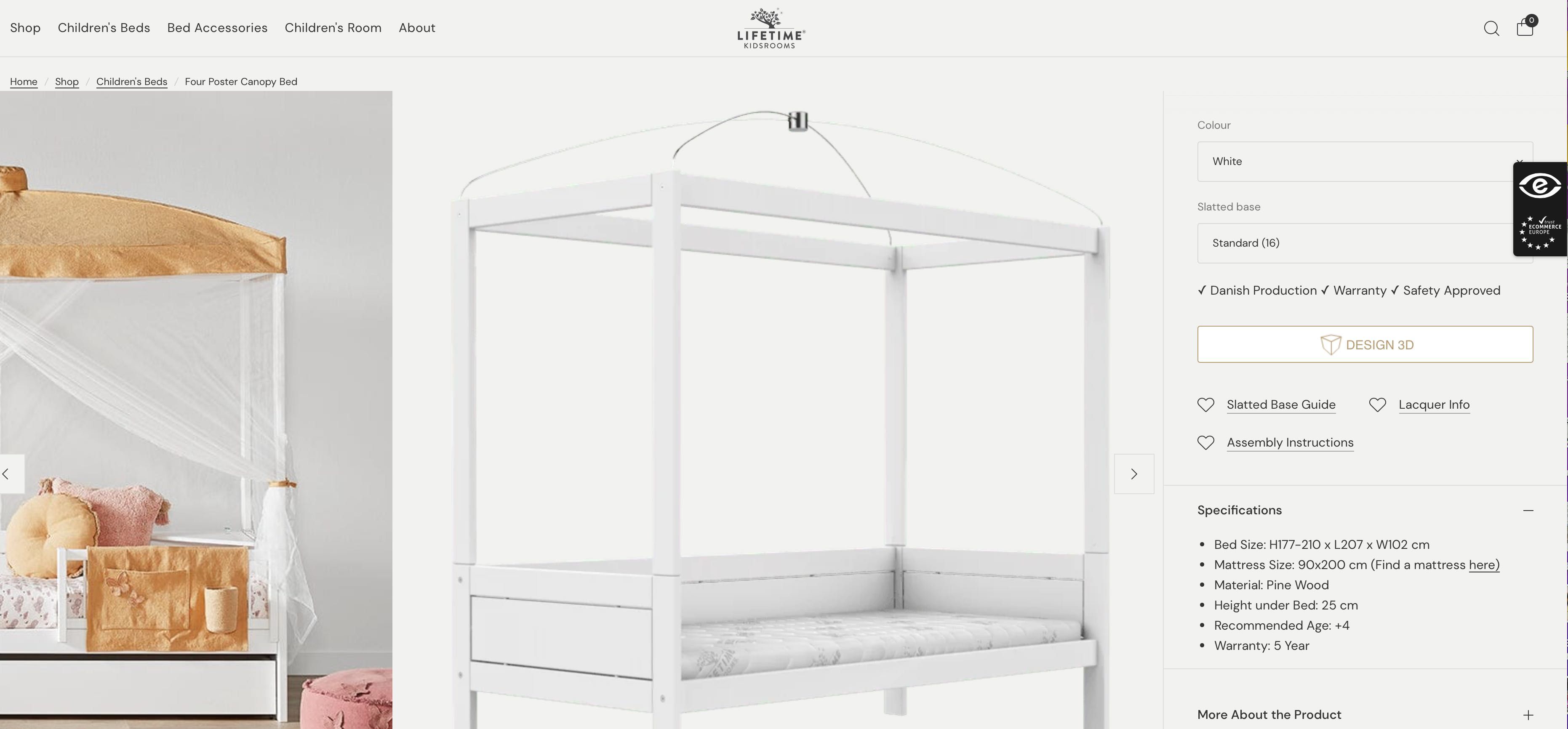 Cama para menina com dossel, com gavetão inferior (LifeTime Kidsrooms)