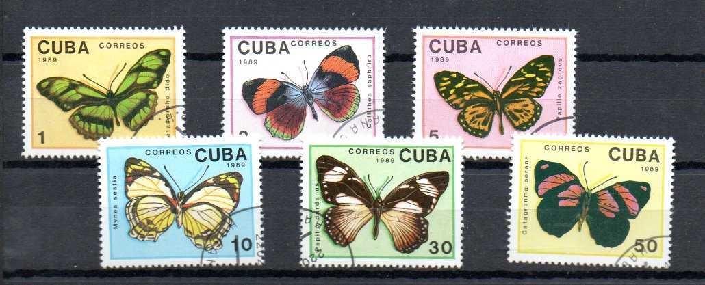 Znaczki Kuba 1989 rok - Motyle seria