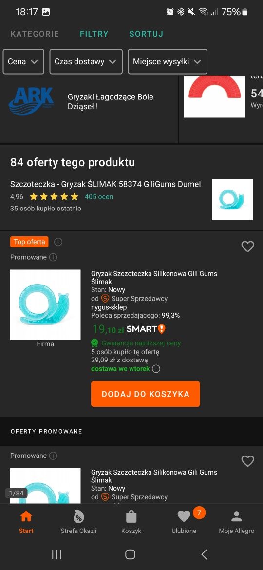 Gryzak ortodontyczny i na ząbkowanie 2szt