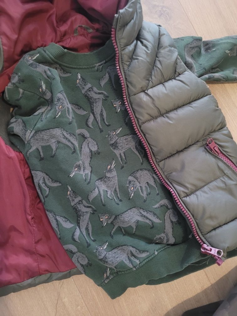 Zestaw ubrań dla chłopca - bezrękawnik Zara, kurtka przejściowa Gap 98