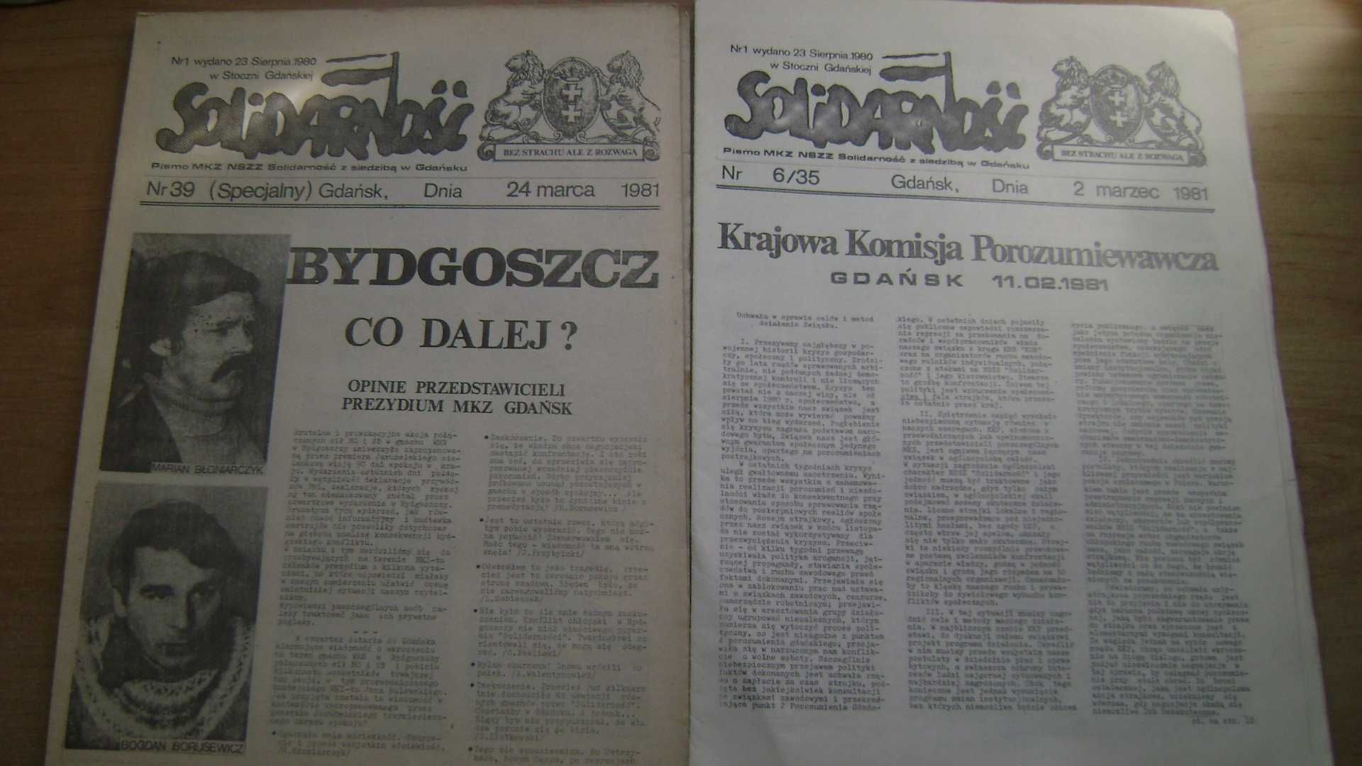 Starocie z PRL Gdańsk Solidarność = Zestaw 14 biuletynów + 4 dokumenty