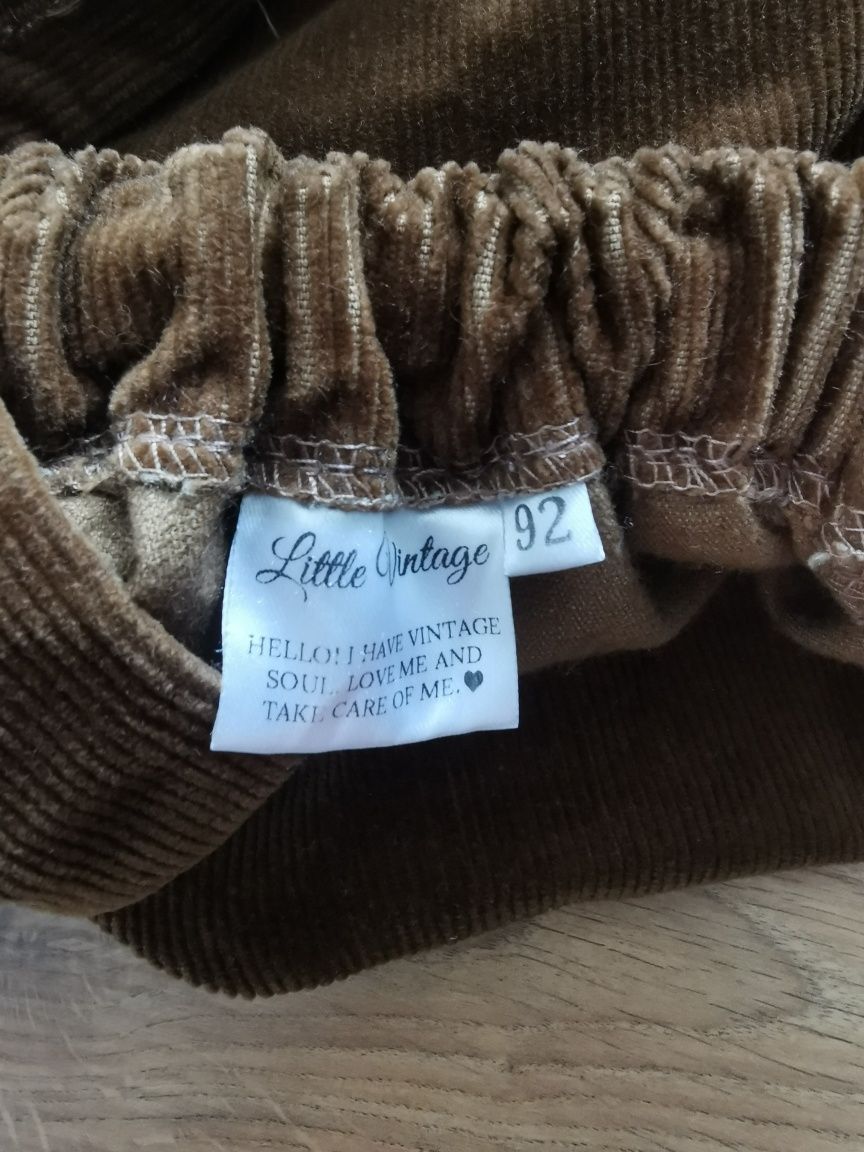 Little Vintage ogrodniczki sztruks brązowe r. 92